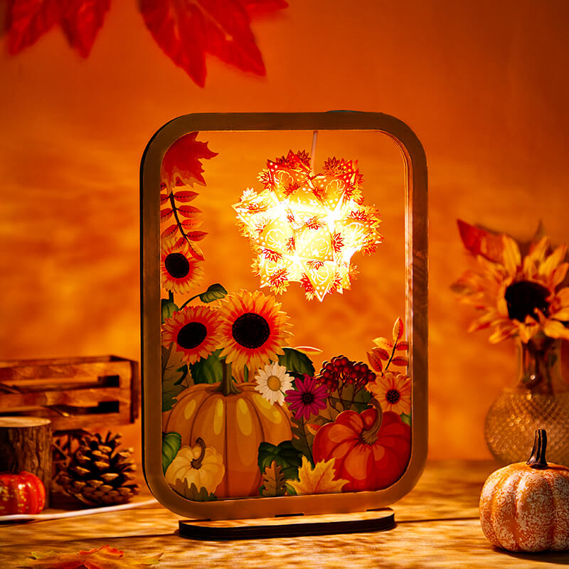 3D Paper Carving Lamp Pumpkin and Sunflower 3D Paper Carving Night Lights